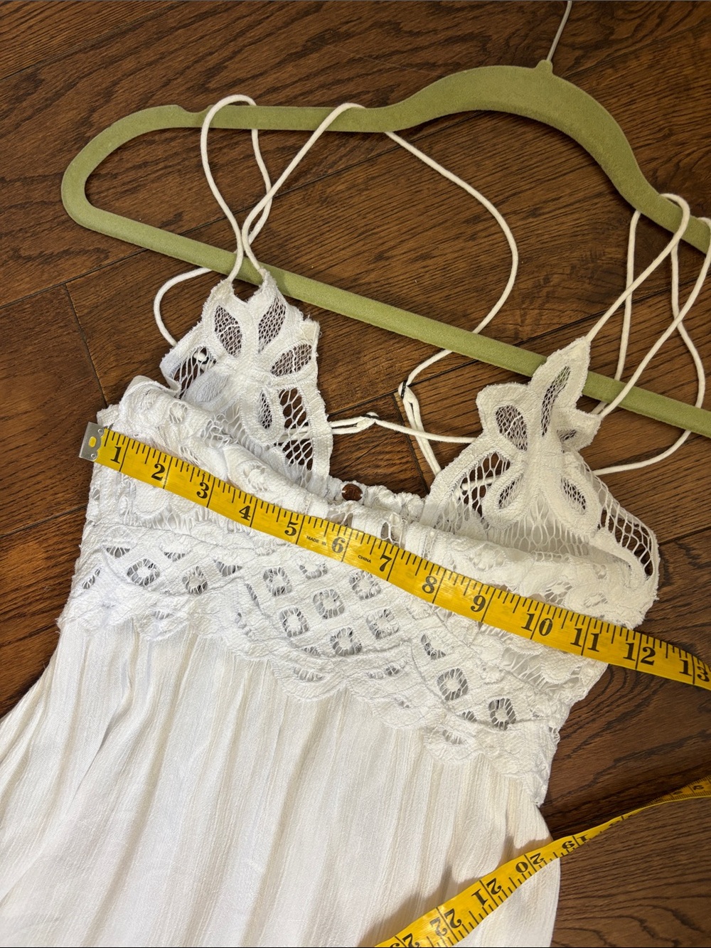 FREE PEOPLE FP One Adella Slip Dress Solid White Bride Lace Mini Ruffles Small - Picture 5 of 12